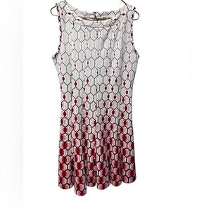 Sleeveless  Geometric Patterned Fit-and-Flare Dress Large Lightweight Polished